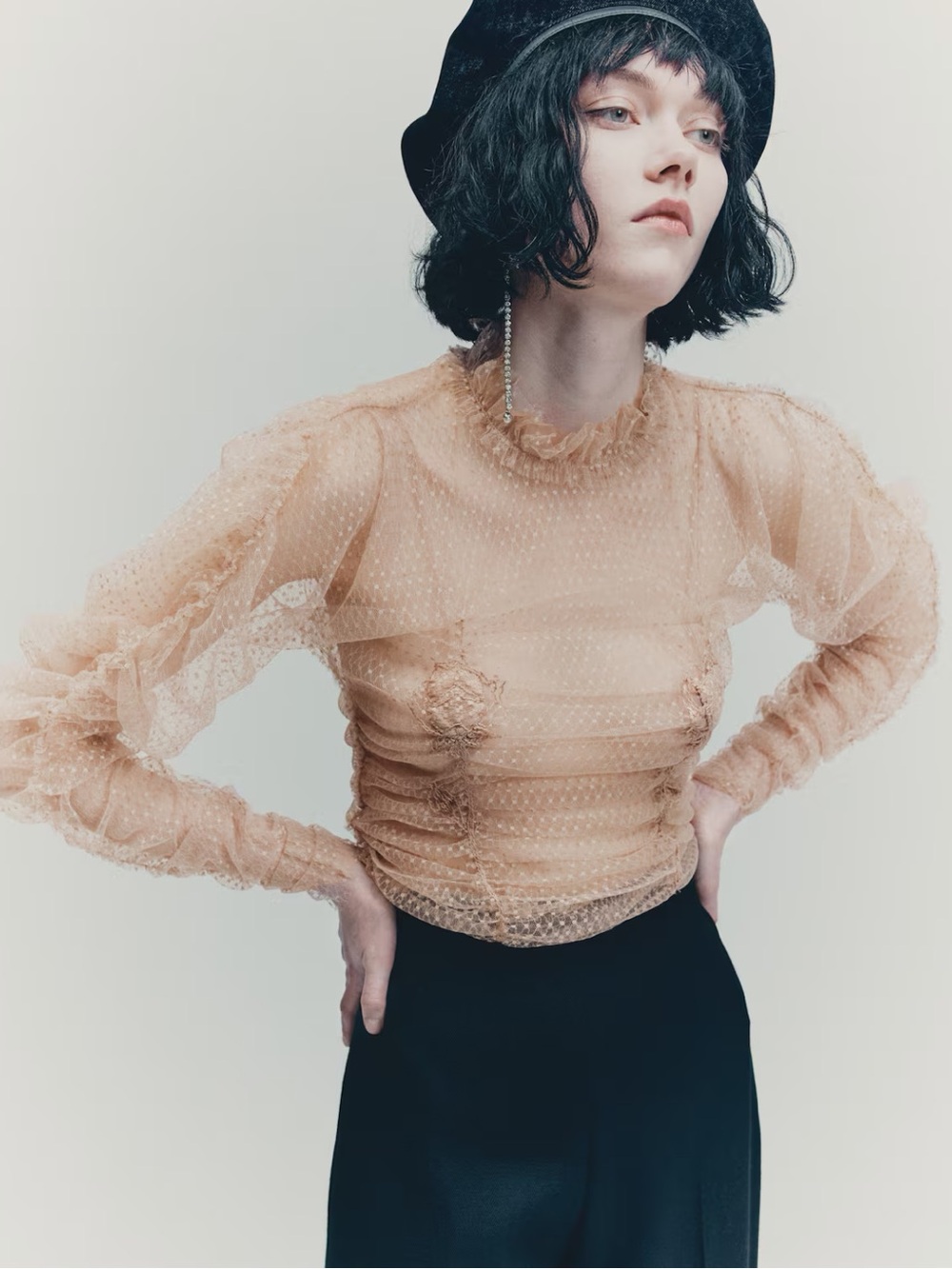 NWT H&M Studio Collection Embroidered Mesh Top